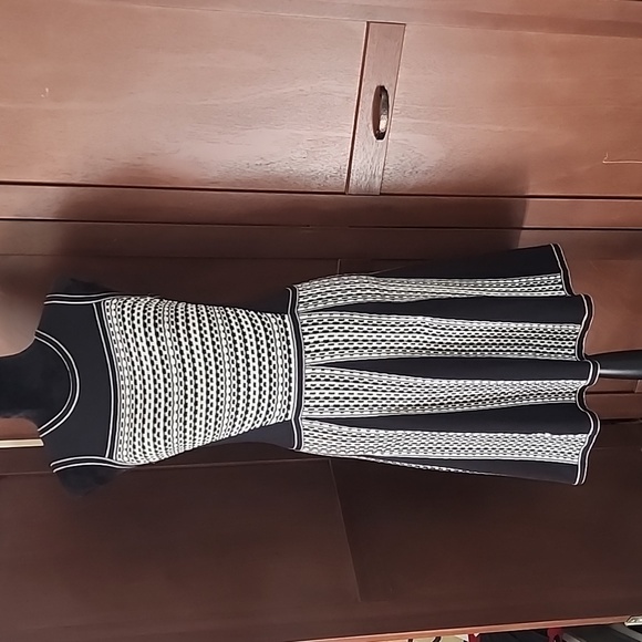 ANN TAYLOR Petites Fit & Flare Sweater Dress in Black & Cream Size XSP - Picture 1 of 6